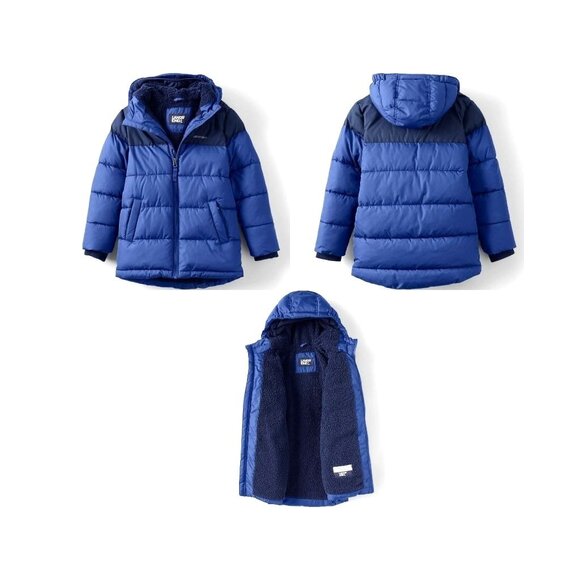 Lands End Boys Fleece Lined Coat Sz S Hooded Blue Zip Pockets Snow Ski R… - Picture 6 of 12